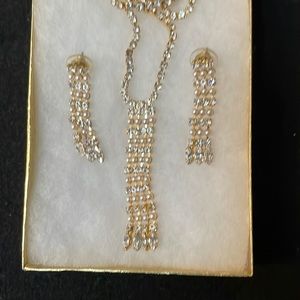 Rhinestone necklace and earring set